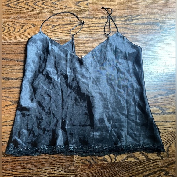 La Senza Black Tank Top Size Large Satin Lace accent Spaghetti Straps NWT - Picture 1 of 7